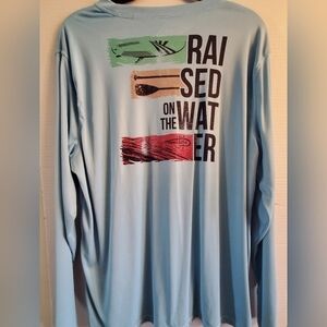 Reel Life long sleeve pullover mens shirt. Color: sky blue Size:XL. F9